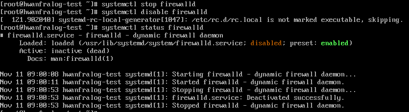 disable firewalld screen
